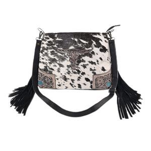 Genuine Cowhide Hair On Leather Pouch Crossbody Bag Small >:(